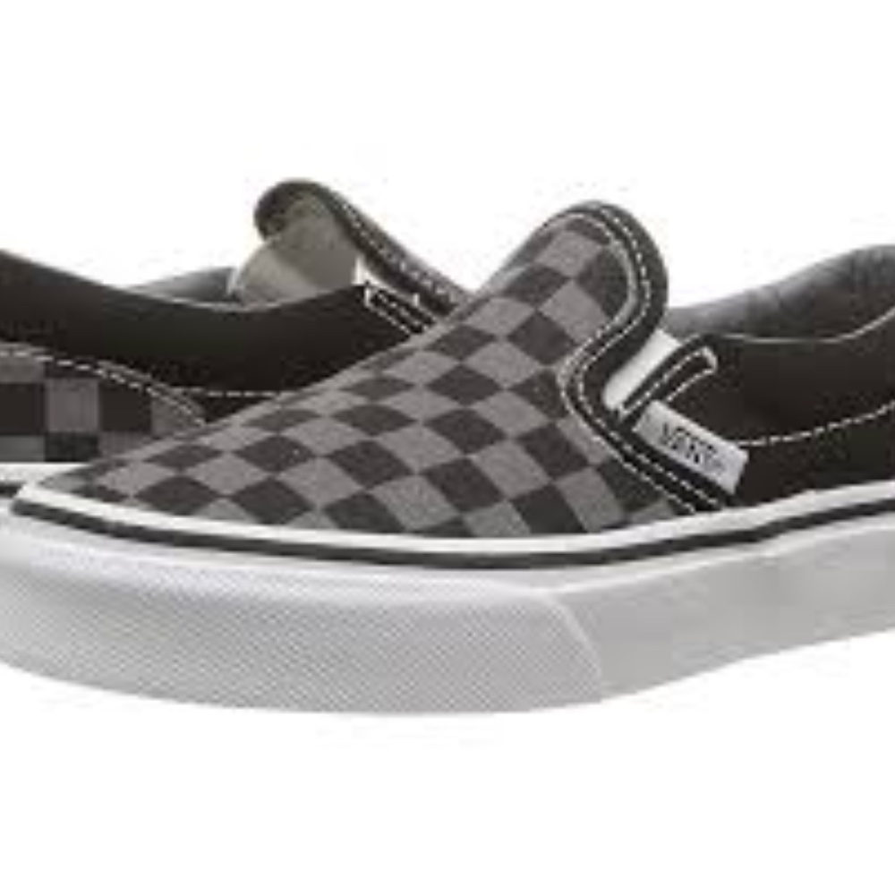 VANS KIDS SLIP-ON - (CHECKERBOARD) BLACK/PEWTER CHECKERBOARD
